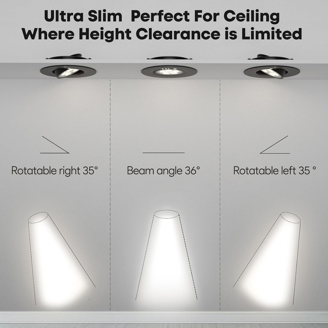 Outdoor Landscape Lighting LED 12V Low Voltage CBA01 2-Pack 2.5W Dimmable 70° Adjustable Swivel RV Recessed Low Voltage DC12V LED Puck Cabinet Light Cast Aluminum Downlighting