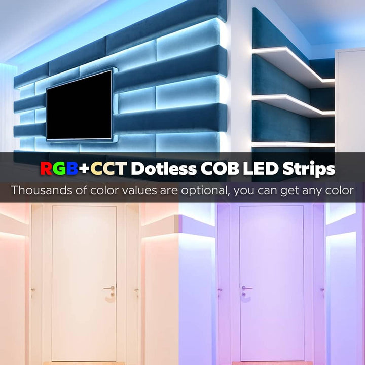 Outdoor Landscape Lighting LED 12V Low Voltage SLD29 Dotless Linear LED RGB CCT Color Changing and Tunable White 16.4ft (5M) 5.5W/ft COB Strip Lights IP20/IP67 Low Voltage 12mm DC24V Tape Light