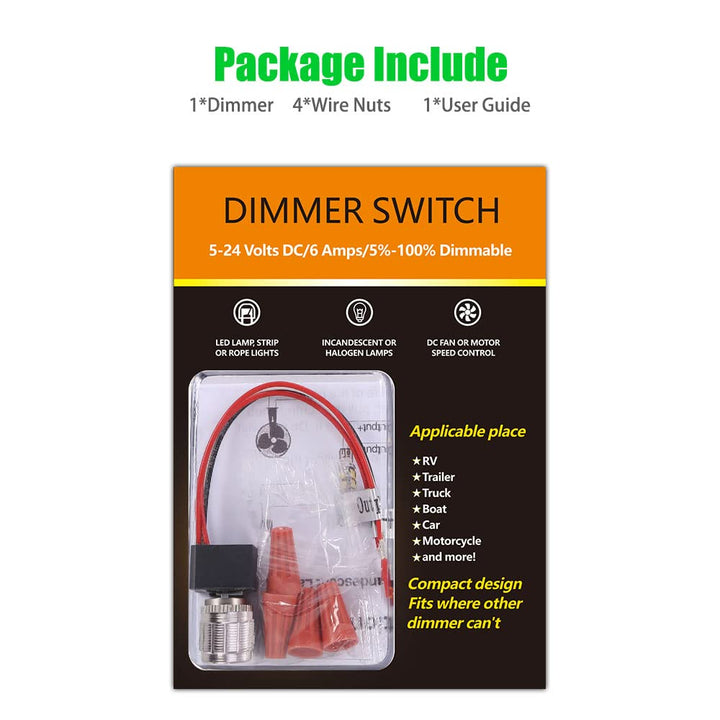 Outdoor Landscape Lighting LED 12V Low Voltage 5V to 24V 6A Low Voltage LED Dimmer Switch - Rotary Knob PWM Dimming for Strip & Landscape Lights