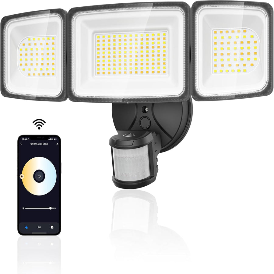 Outdoor Landscape Lighting LED 12V Low Voltage 100W Wired Smart 2.4GHz Wi-Fi Outdoor LED Flood Light, 120V 2700K-6500K Tunable Motion-Sensor Security Light 9000LM, IP65 Compatible with Alexa/Google Home ISO 17025 UL Listed Black