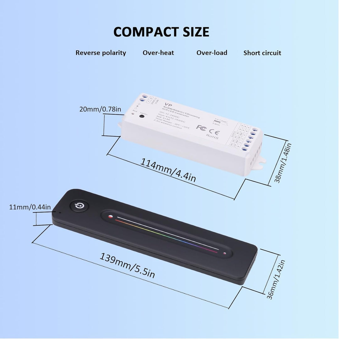 Outdoor Landscape Lighting LED 12V Low Voltage DC5V-36V 8A LED Low Voltage Controller with Wireless RF Remote, Sensitive Touch Slide Controller, No Flicker, ON/OFF Kit for LED Strip Light