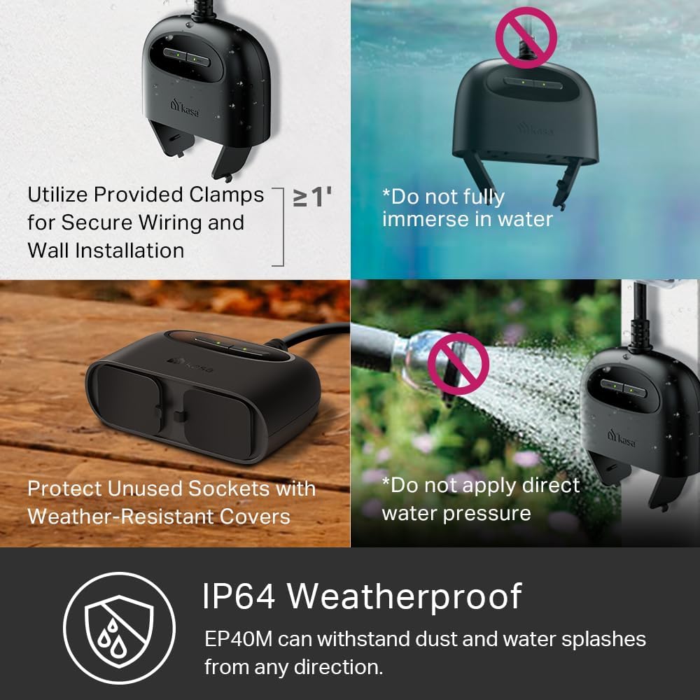 Outdoor Landscape Lighting LED 12V Low Voltage Outdoor Smart Plug Double Socket, Matter Smart Home Wi-Fi Outlet Timer, Works with Apple HomeKit, Amazon Alexa, Google Home, SmartThings