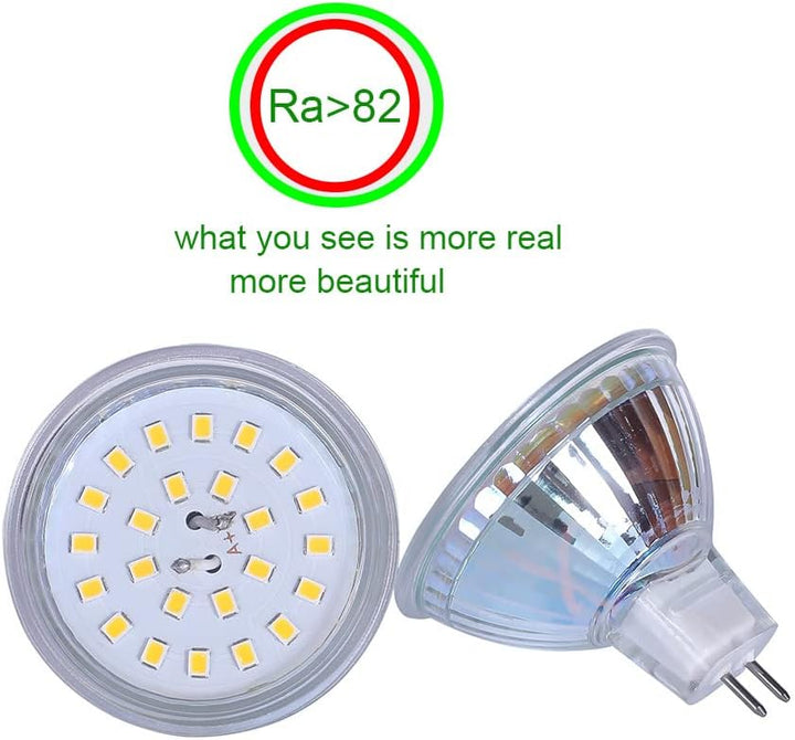 Outdoor Landscape Lighting LED 12V Low Voltage 4-Pack MR16 5W 110V-130V GU5.3 LED Bulbs Dimmable Energy Saving Light 120 Degree Beam Angle 120V Line Voltage