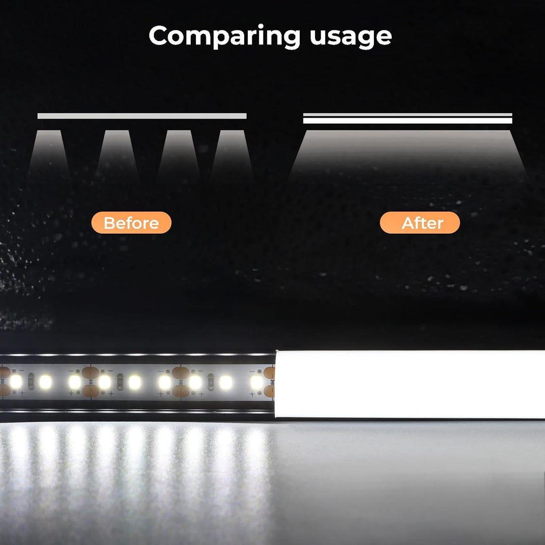 Outdoor Landscape Lighting LED 12V Low Voltage AC10 U-Shaped Aluminum Channel with Plastic or Silicone Diffuser Cover 3.3FT/1M For Max 13mm Width LED Strip Lights Pack of 6/10/20