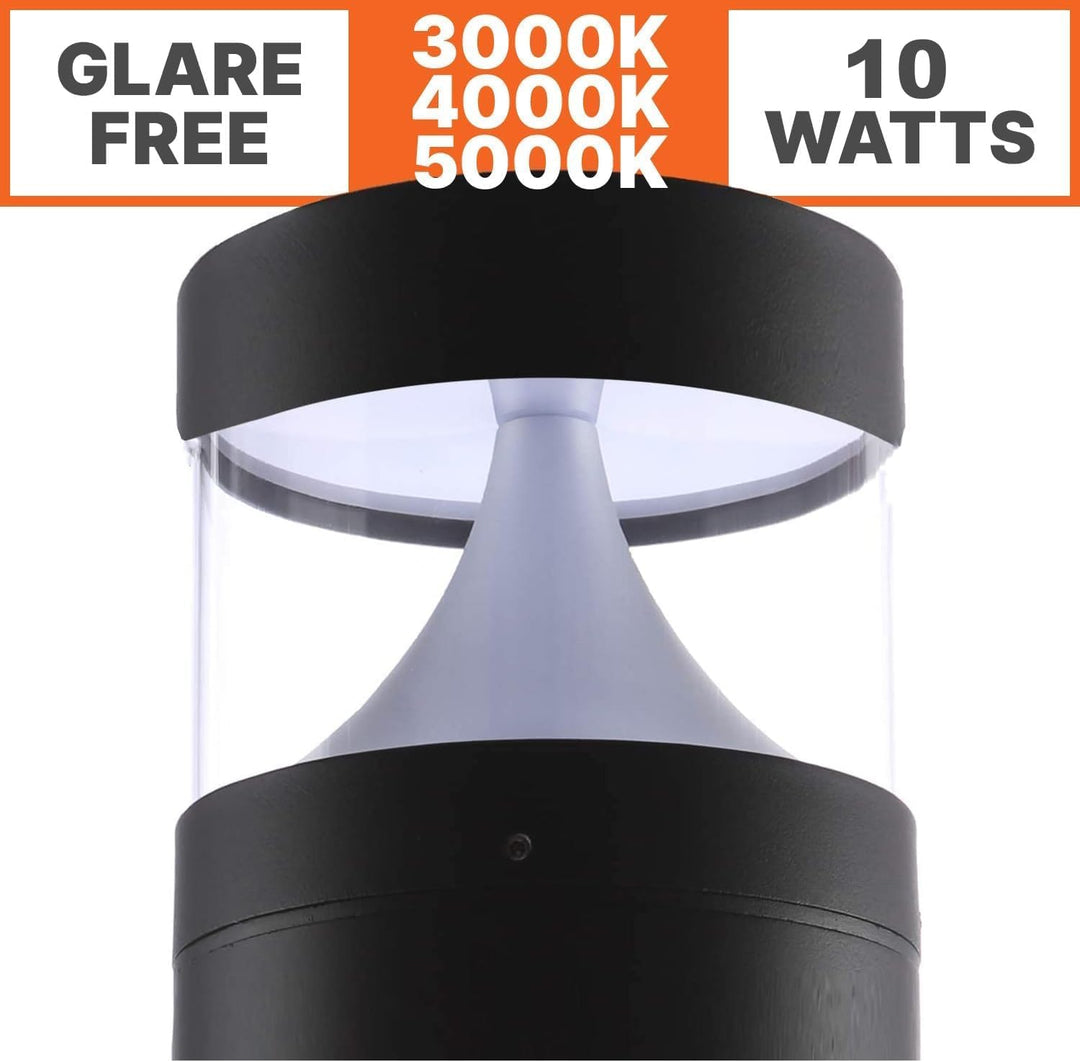 Outdoor Landscape Lighting LED 12V Low Voltage BPLA02 25" 120V 10W 3000K/5000K 1000LM Black Aluminum Flat-Top Bollard Light Line Voltage Commercial Bollard Path Light Outdoor Lighting 3000K 4000K 5000K 3CCT