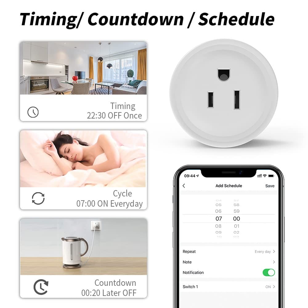 Outdoor Landscape Lighting LED 12V Low Voltage TM03 Plug-In Indoor Digital Smart Mini Plug Remote Timer Compatible with Tuya Smart App, Alexa and Google Assistant via 2.4GHz Wi-Fi via for Garden Lights Transformers