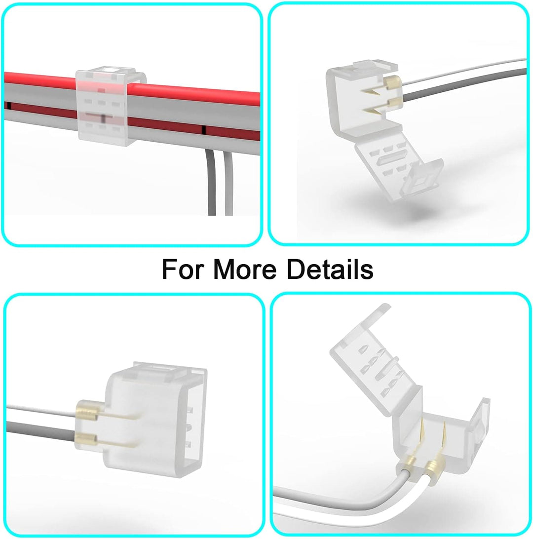 Outdoor Landscape Lighting LED 12V Low Voltage SLN 8 Pack Solderless Strip to Wire Connectors Package for Single Color LED 12V DC Strip Light Neon