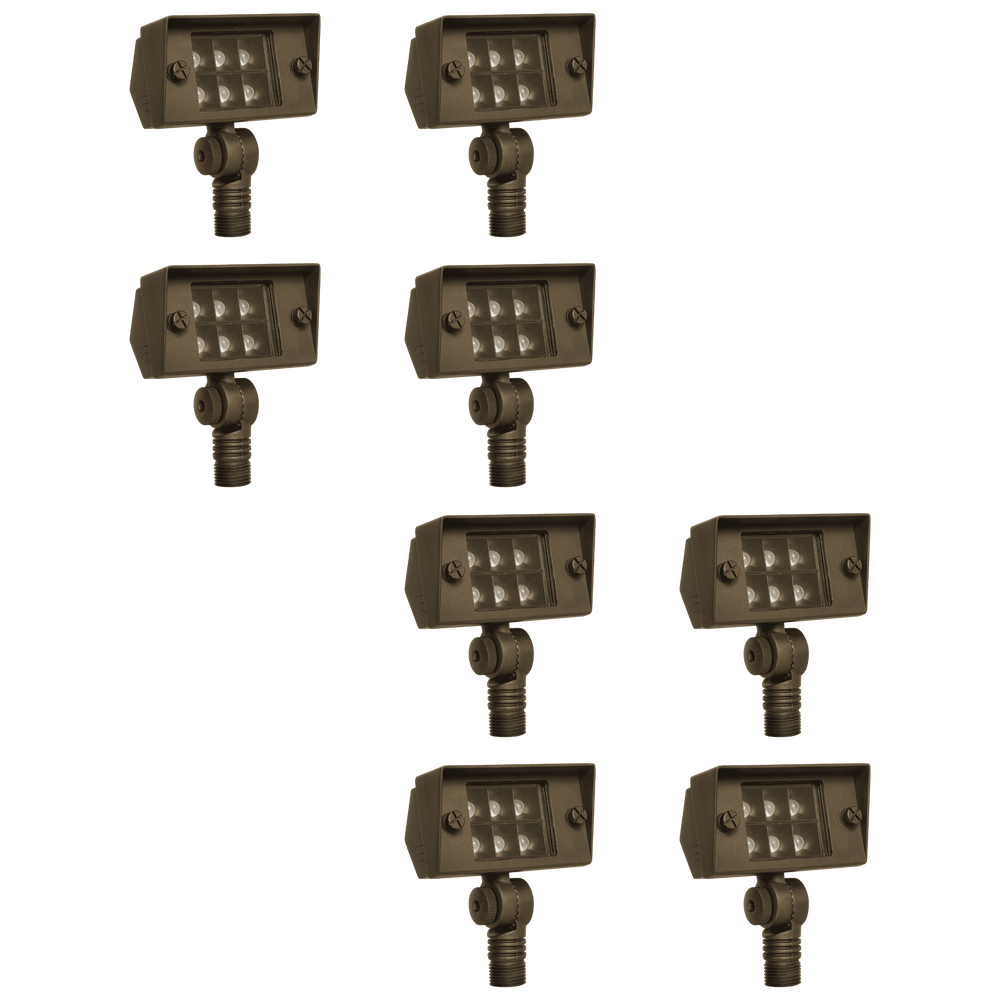 Outdoor Landscape Lighting LED 12V Low Voltage FPB02 4x/8x/12x Package Cast Brass Floodlight | 3000K Warm White Integrated LED 2W-7W Integrated 12V Low Voltage Landscape Light 8 pack