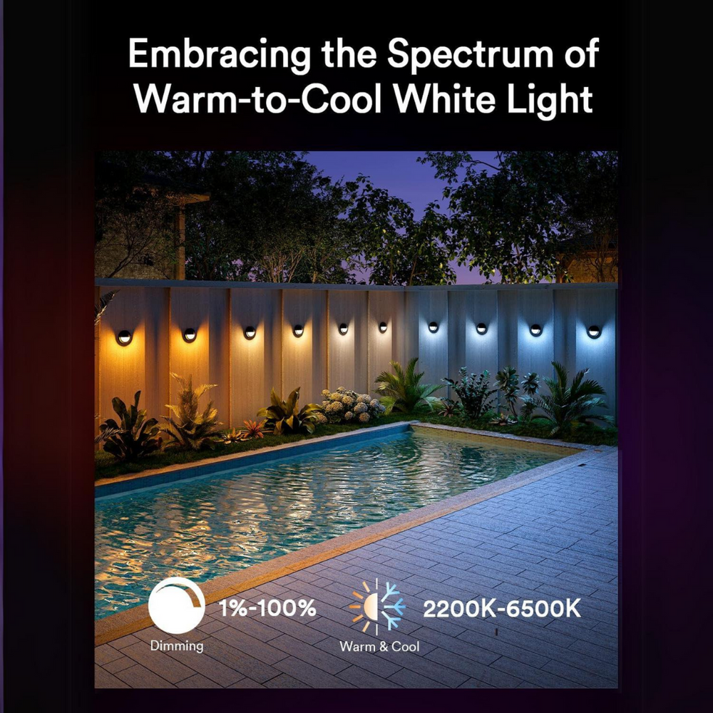 Outdoor Landscape Lighting LED 12V Low Voltage DLRA04 6 Pack 2.5W RGBCW Color Changing 2200K-6500K Round Waterproof LED Stairs, Fence, Deck Light Fixture Package