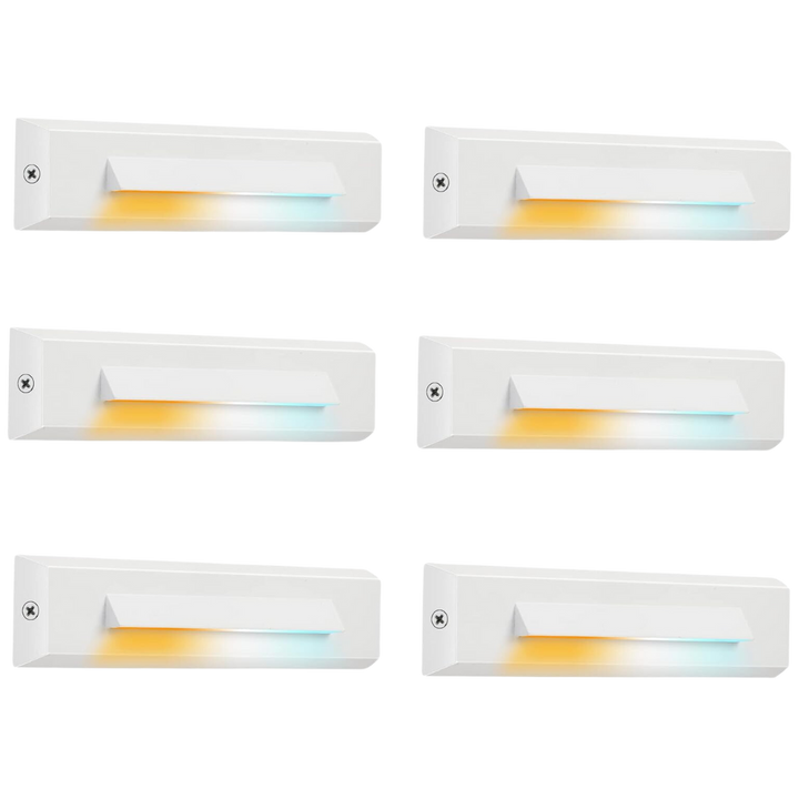Outdoor Landscape Lighting LED 12V Low Voltage STLA07 6 Pack Low Voltage 3CCT 2700K/4000K/6000K LED Step Lights Outdoor Package, 2.5W Accent Lighting Fixtures White