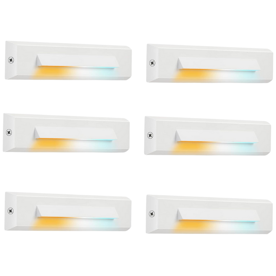 Outdoor Landscape Lighting LED 12V Low Voltage STLA07 6 Pack Low Voltage 3CCT 2700K/4000K/6000K LED Step Lights Outdoor Package, 2.5W Accent Lighting Fixtures White