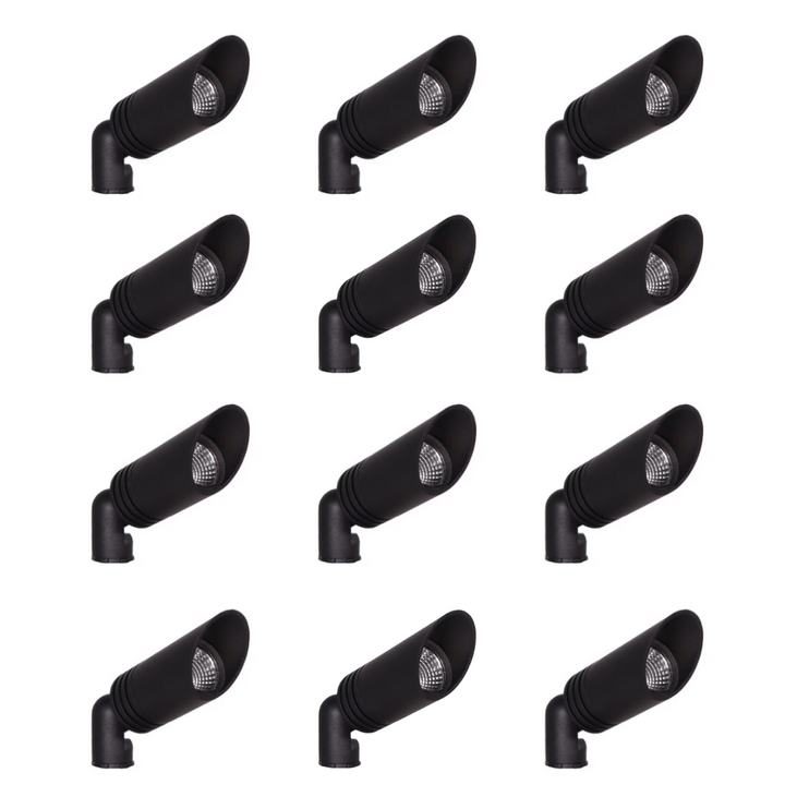 Outdoor Landscape Lighting LED 12V Low Voltage KL109 4x/8x/12x Package 3W 2700K Warm White Integrated LED 12V AC/DC Aluminum Low Voltage Landscape Lighting Spotlight Black 12 Pack