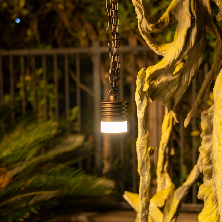 Outdoor Landscape Lighting LED 12V Low Voltage HLA02 Calvo Low Voltage Oil-Rubbed Bronze Cylinder Pendant 4.5W 2700K Integrated LED Aluminum Light Hanging Patio Light