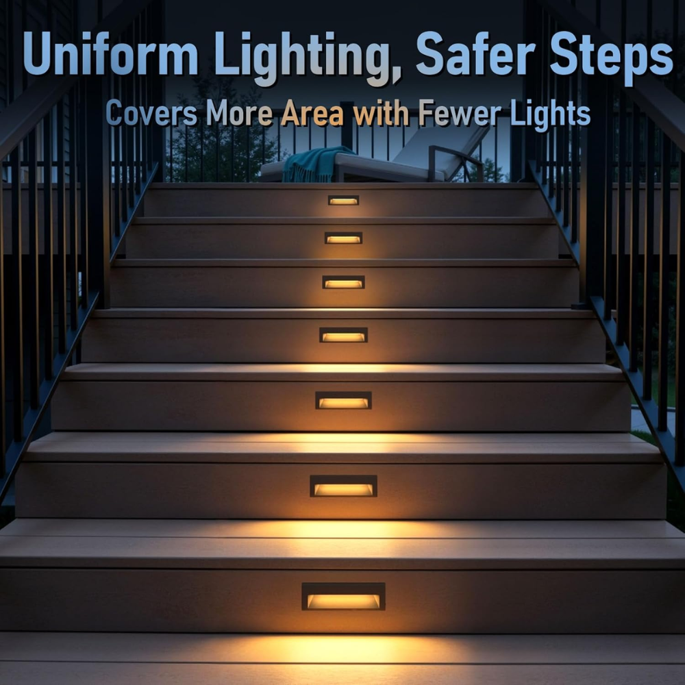 Outdoor Landscape Lighting LED 12V Low Voltage STLA10 Package 6W Low Voltage 10.6" LED Outdoor Step Lights, 12V-24V 5CCT 1800K/2700K/3000K/4000K/5000K Integrated LED Aluminum Deck Lights Landscape Lights