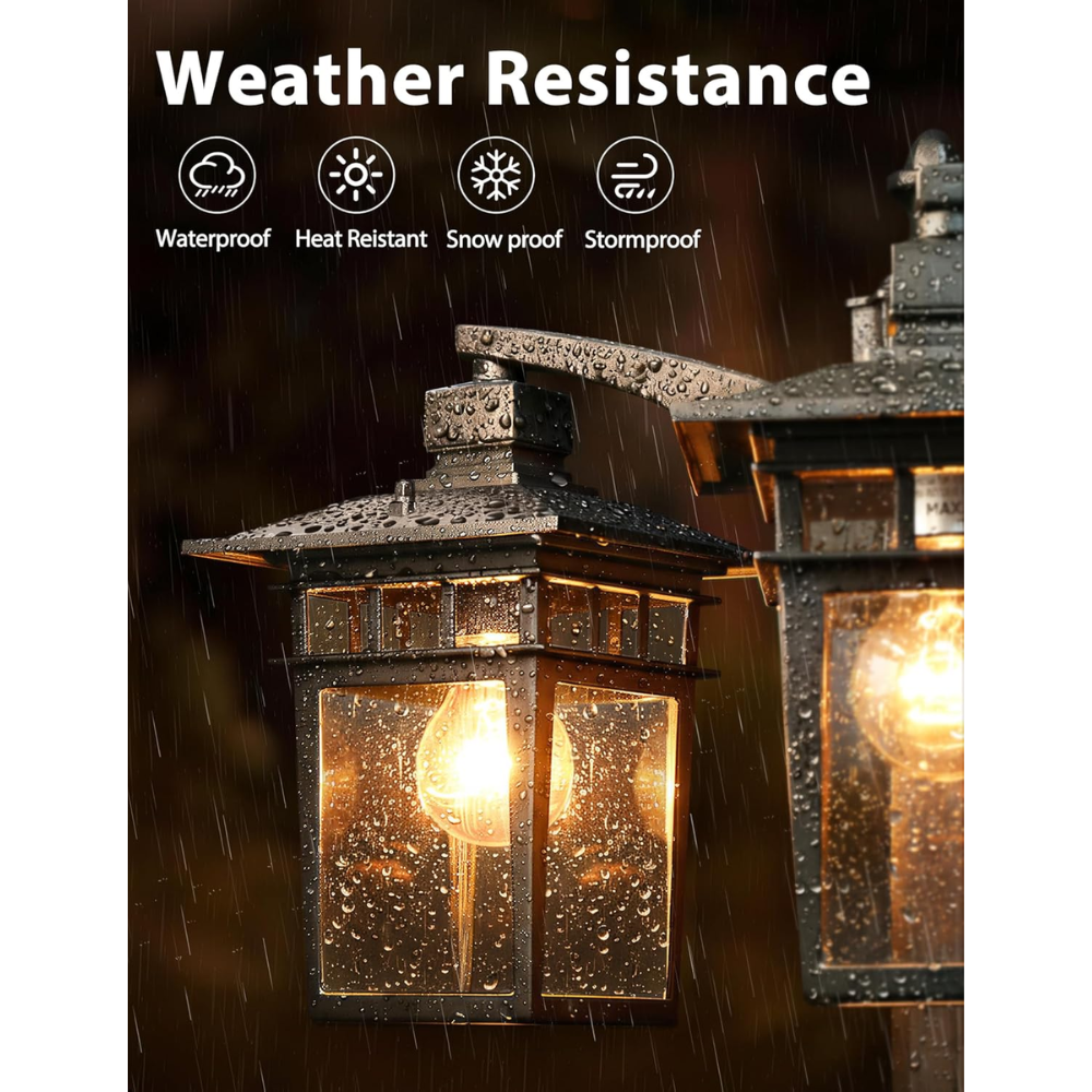 Outdoor Landscape Lighting LED 12V Low Voltage PLH04 360° Motion Sensor and Dusk-to-Dawn Classic Black Aluminum 3-Head Rectangular Post Light 87.5" Pole with Glass Panels 3 E26 Base Medium Base Socket 120V with for Garden, Exterior Lighting