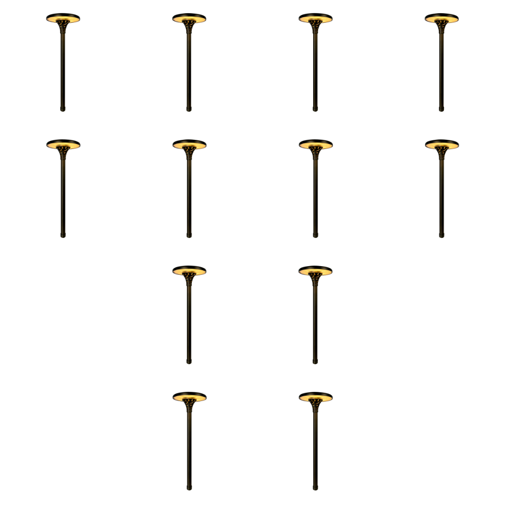 Outdoor Landscape Lighting LED 12V Low Voltage PLB28 4x/8x/12x Package Outdoor Garden Pathway Light | 12V Low Voltage Brass Path Light 4W 3000K Integrated LED 12 Pack
