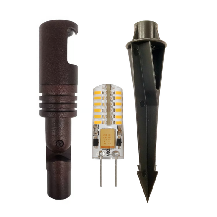 Outdoor Landscape Lighting LED 12V Low Voltage KL108 Low Voltage 3W 2700K G4 LED Directional Combo Path and Area Light Outdoor Lighting Rust Brown No Stem