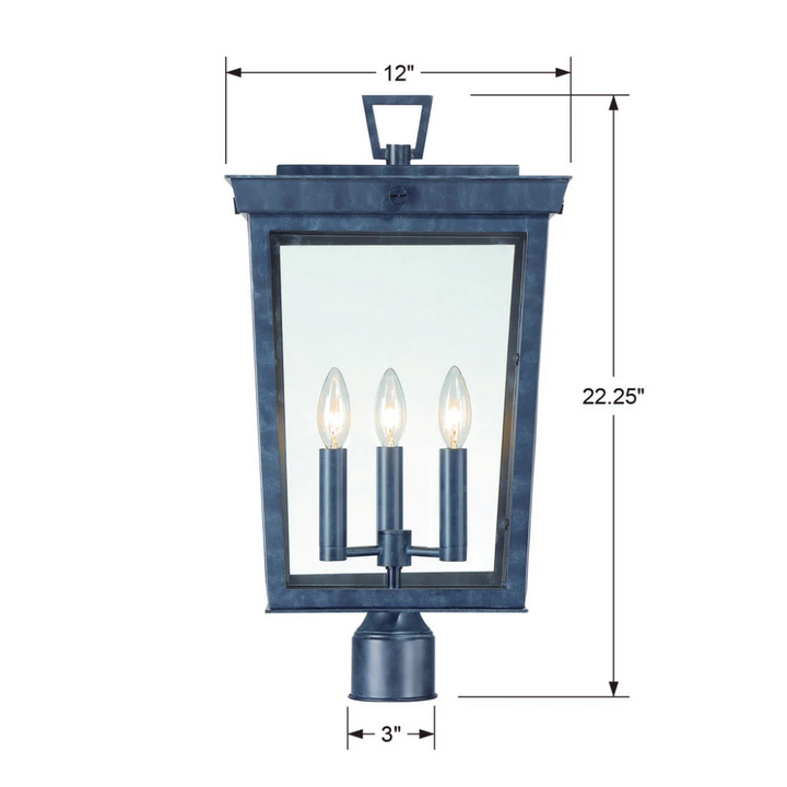 Outdoor Landscape Lighting LED 12V Low Voltage Belmont 3 Light Outdoor Post Light 12"x22.25" Stainless Steel and Glass Graphite Finish 120V 3 E12 Candelabra Base LED Bulb Sockets Casual Farmhouse Lantern for Patio, Garden, Exterior Posts