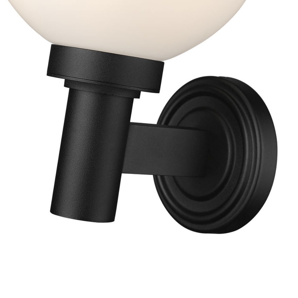 Outdoor Landscape Lighting LED 12V Low Voltage Laurent Outdoor Wall Sconce Light 1 E26 Medium Base Light Bulb Socket Outdoor Marine Grade Aluminum and Glass 9" x 8" x 12.5" Black with White Opal Finish 120V for Garden, Interior, Exterior, Garage and Patio 597M-BK
