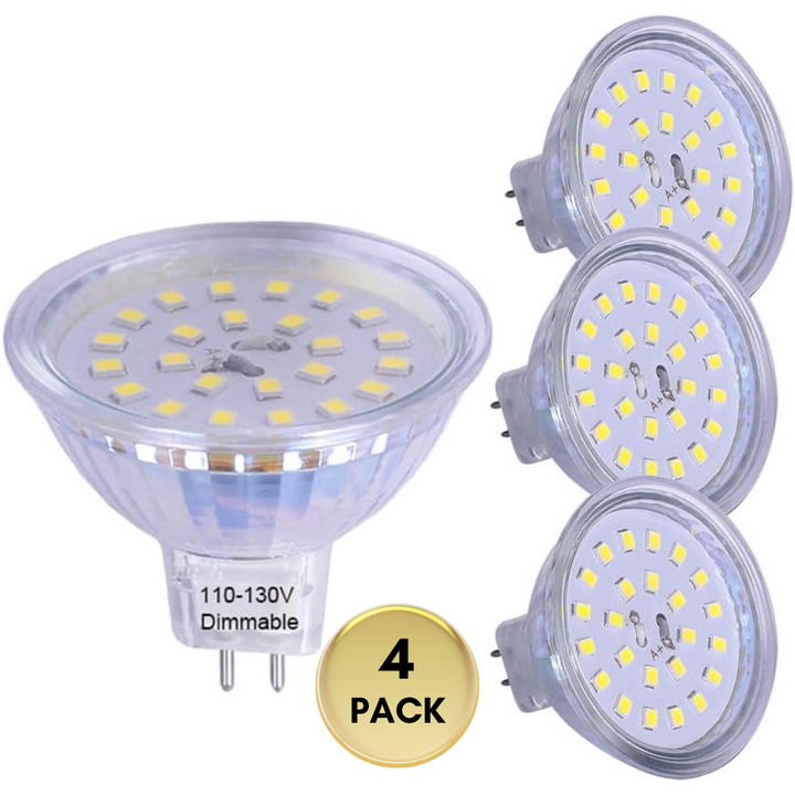 Outdoor Landscape Lighting LED 12V Low Voltage 4-Pack MR16 5W 110V-130V GU5.3 LED Bulbs Dimmable Energy Saving Light 120 Degree Beam Angle 120V Line Voltage 6000K Cool White