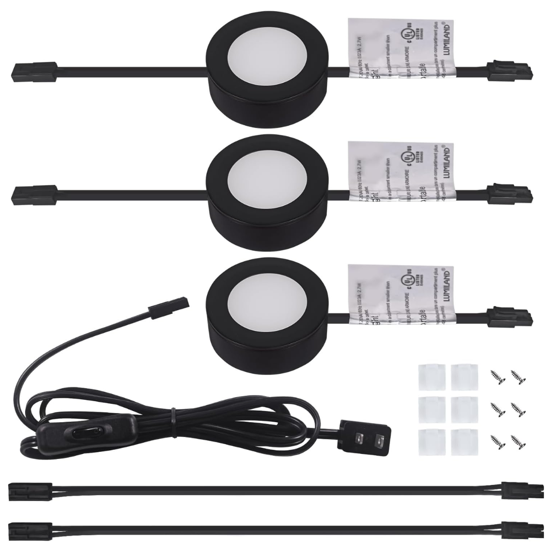 Outdoor Landscape Lighting LED 12V Low Voltage CBA03 3x/5x Pack 2.7W 2.68" 3000K Dimmable Recessed and Surface Mounted Line Voltage 120V Line Voltage Hardwired LED Puck Cabinet Light Cast Aluminum Downlighting 110LM/130LM Package