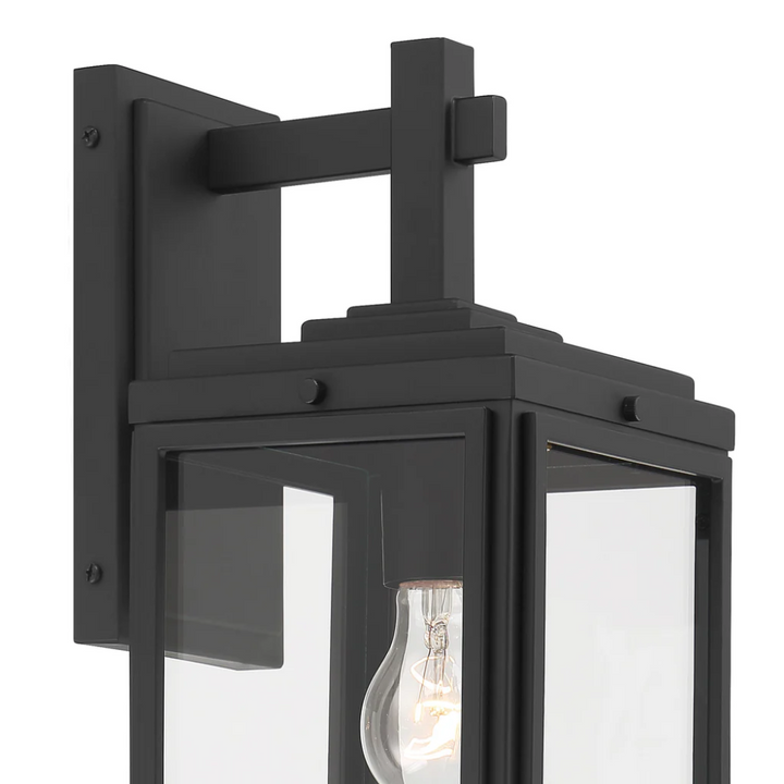 Outdoor Landscape Lighting LED 12V Low Voltage Byron 1 Light Outdoor Sconce 6.5"x17" Stainless Steel and Clear Glass Matte Black Finish 120V 1 E26 Medium Base LED Bulb Socket for Patio, Garden, Exterior Walls