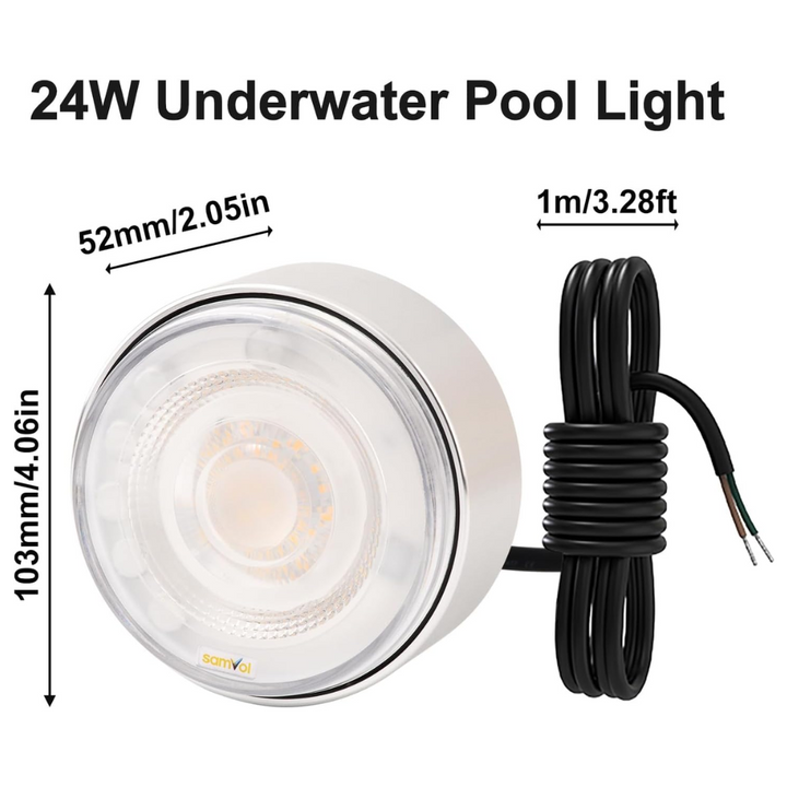 Outdoor Landscape Lighting LED 12V Low Voltage ULBA03 Aluminum Underwater Landscape 12-24V AC/DC 12W/24W Automatic Color-Changing RGB Integrated LED Fountain Light Pond Lighting IP68 for Wall Mounting
