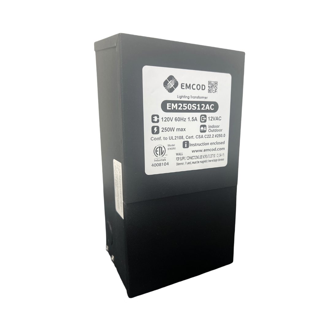 Outdoor Landscape Lighting LED 12V Low Voltage EM Series 12V/24V AC Low Voltage Dimmable Transformers LED Driver Outdoor Rated EM Series 12V/24V AC Low Voltage Dimmable Transformers LED Driver Outdoor Rated (EMCOD)