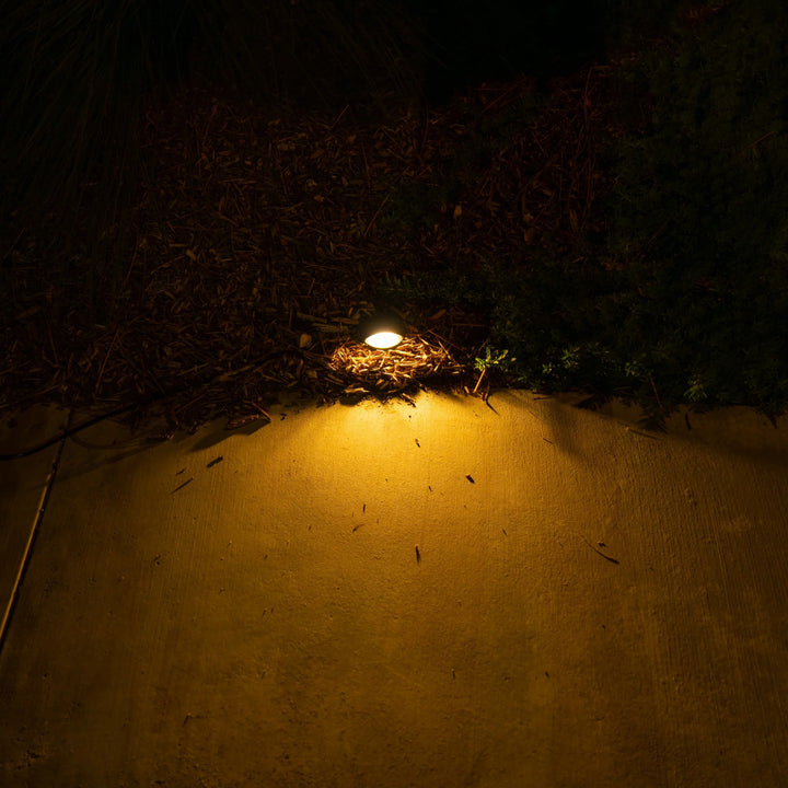 Outdoor Landscape Lighting LED 12V Low Voltage UNAL01 Crescente Aluminum Round Surface Mount Mono-Directional Integrated 6W 3000K LED In-Ground Well Light Low Voltage Landscape Lighting