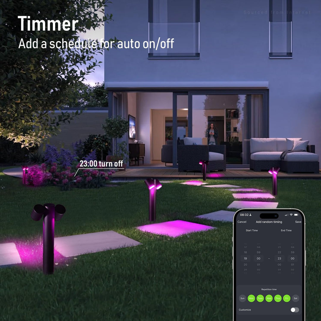 Outdoor Landscape Lighting LED 12V Low Voltage ALPR11 10W RGBCW Bluetooth Smart LED Landscape Pathway Light 2x or 4x Package, 12V-24V AC/DC 400LM