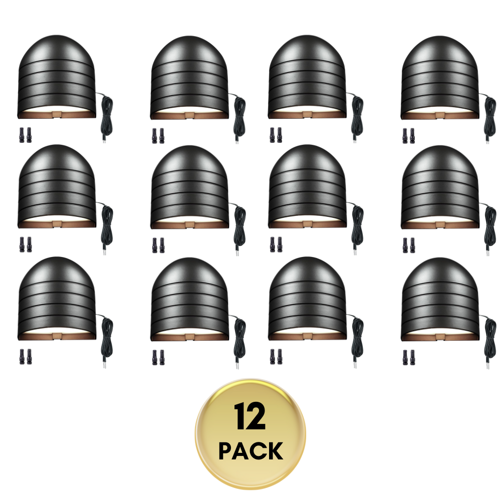 Outdoor Landscape Lighting LED 12V Low Voltage DLA08 5W 250LM Low Voltage 12V-24V 5CCT 2700K/3000K/3500K/4000K/5000K Integrated LED Outdoor Fence Deck Down Light Package, Step Patio Landscape Lights 12 Pack Black