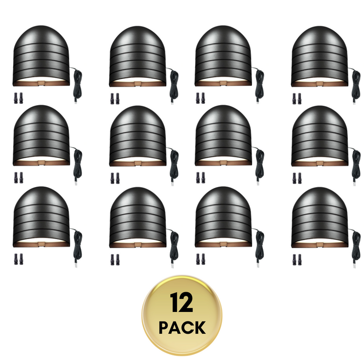 Outdoor Landscape Lighting LED 12V Low Voltage DLA08 5W 250LM Low Voltage 12V-24V 5CCT 2700K/3000K/3500K/4000K/5000K Integrated LED Outdoor Fence Deck Down Light Package, Step Patio Landscape Lights 12 Pack Black