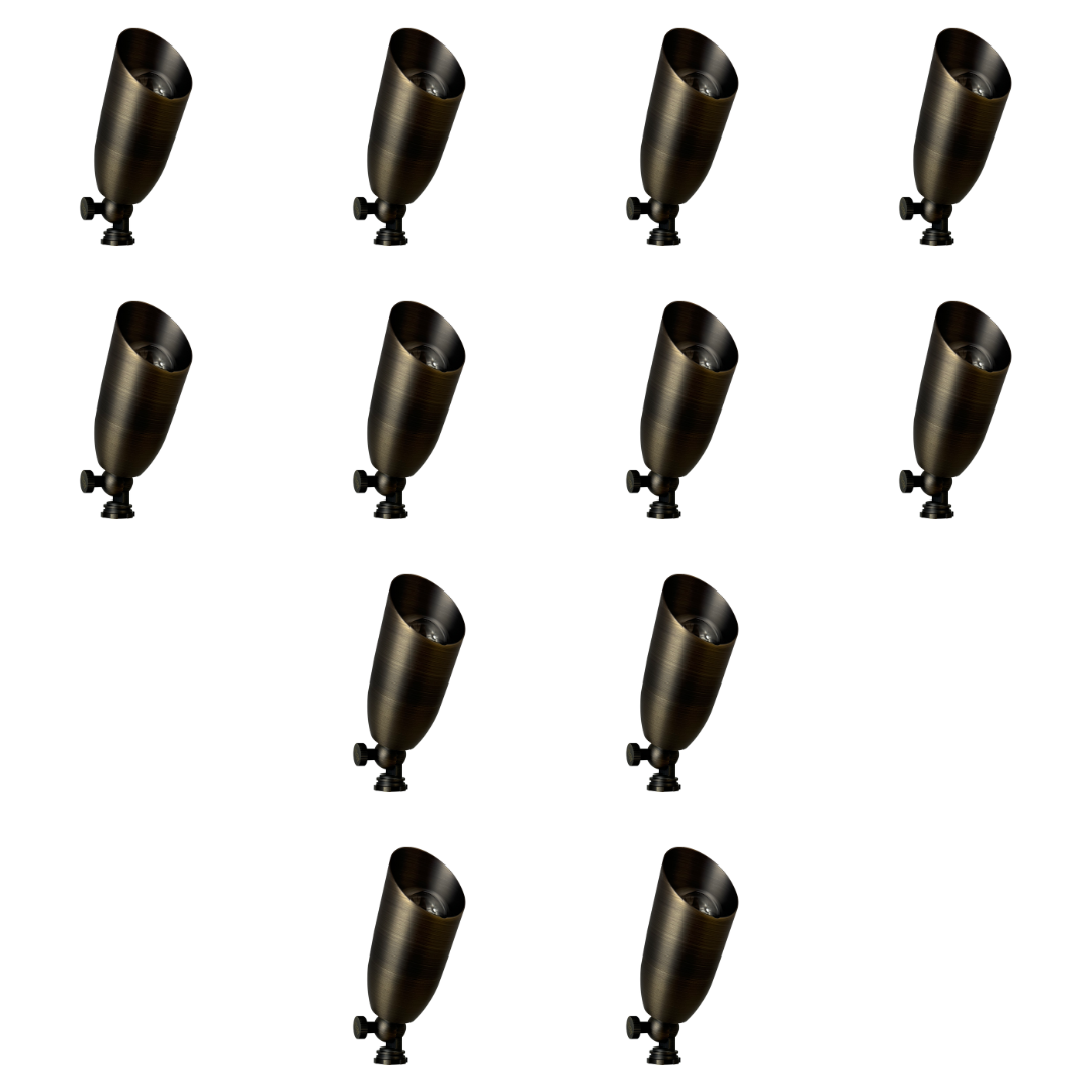 Outdoor Landscape Lighting LED 12V Low Voltage SPB14 4x/8x/12x Package 12V Low Voltage LED Outdoor Landscape Brass Spotlight MR16 5W 3000K Bulb Natural Brass 12 Pack