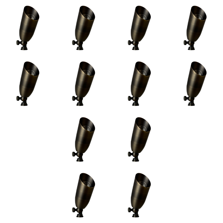 Outdoor Landscape Lighting LED 12V Low Voltage SPB14 4x/8x/12x Package 12V Low Voltage LED Outdoor Landscape Brass Spotlight MR16 5W 3000K Bulb Natural Brass 12 Pack