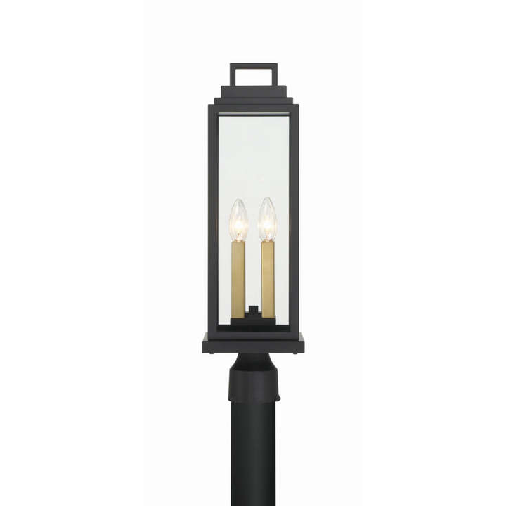 Outdoor Landscape Lighting LED 12V Low Voltage Aspen 4 Light Outdoor Post Light 6.5"x22" Stainless Steel and Glass Matte Black Finish 120V 4 E12 Candelabra Base LED Bulb Sockets Casual Farmhouse Lantern for Patio, Garden, Exterior Posts