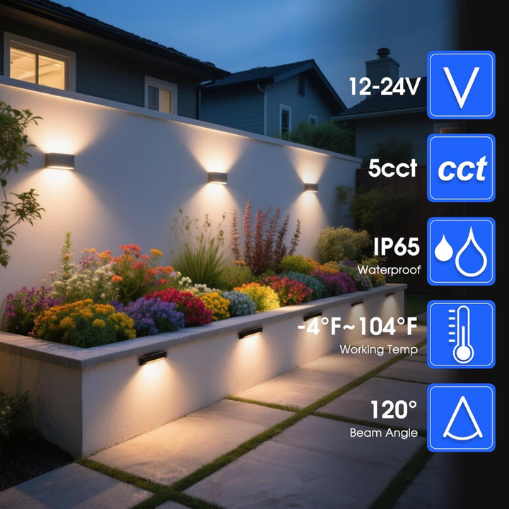 Outdoor Landscape Lighting LED 12V Low Voltage STLA13 6 and 8 Pack Low Voltage 12V 5W 8" 5CCT 2200K/2700K/3000K/4000K/5000K LED Landscape Deck Light, Outdoor Retaining Wall Lights, IP65 Waterproof Step Lights, for Stair Lighting and Yard Patio Pathway Walkway