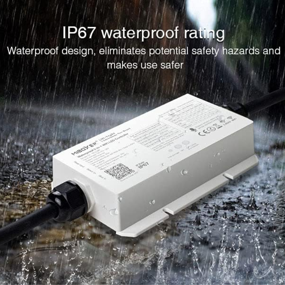 Outdoor Landscape Lighting LED 12V Low Voltage Miboxer WL5-WP LED Strip Light 5 in 1 Controller for 5050 3528 2835, IP67 Waterproof with Smartphone APP Control