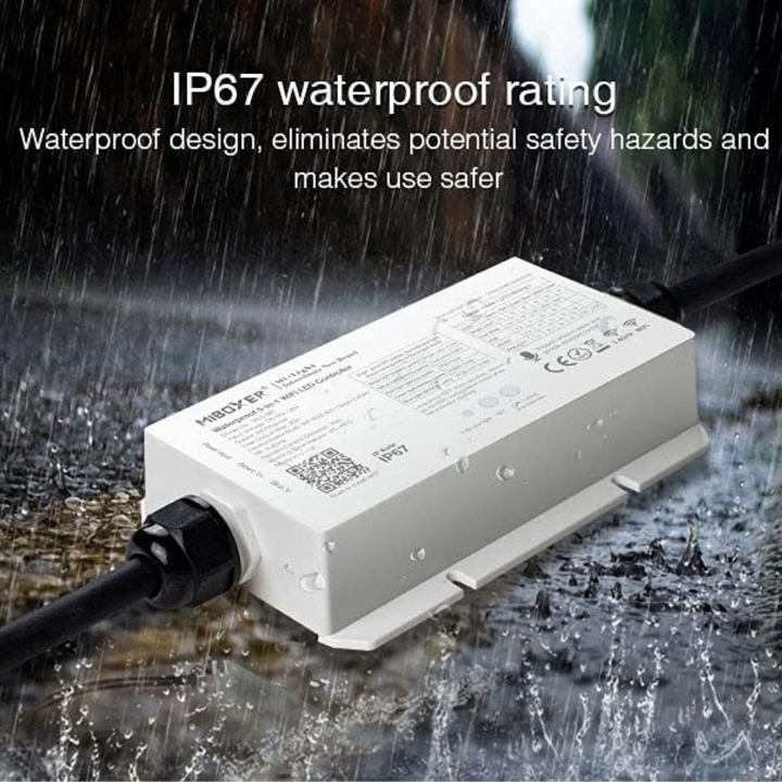 Outdoor Landscape Lighting LED 12V Low Voltage Miboxer WL5-WP LED Strip Light 5 in 1 Controller for 5050 3528 2835, IP67 Waterproof with Smartphone APP Control