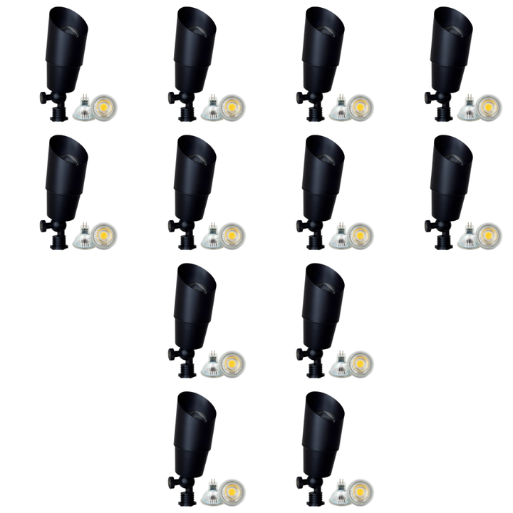 Outdoor Landscape Lighting LED 12V Low Voltage SPB01 4x/8x/12x Package 12V Low Voltage Directional Brass Spotlight Outdoor Landscape Lighting with MR16 5W 3000K Bulb Black Brass 12 Pack