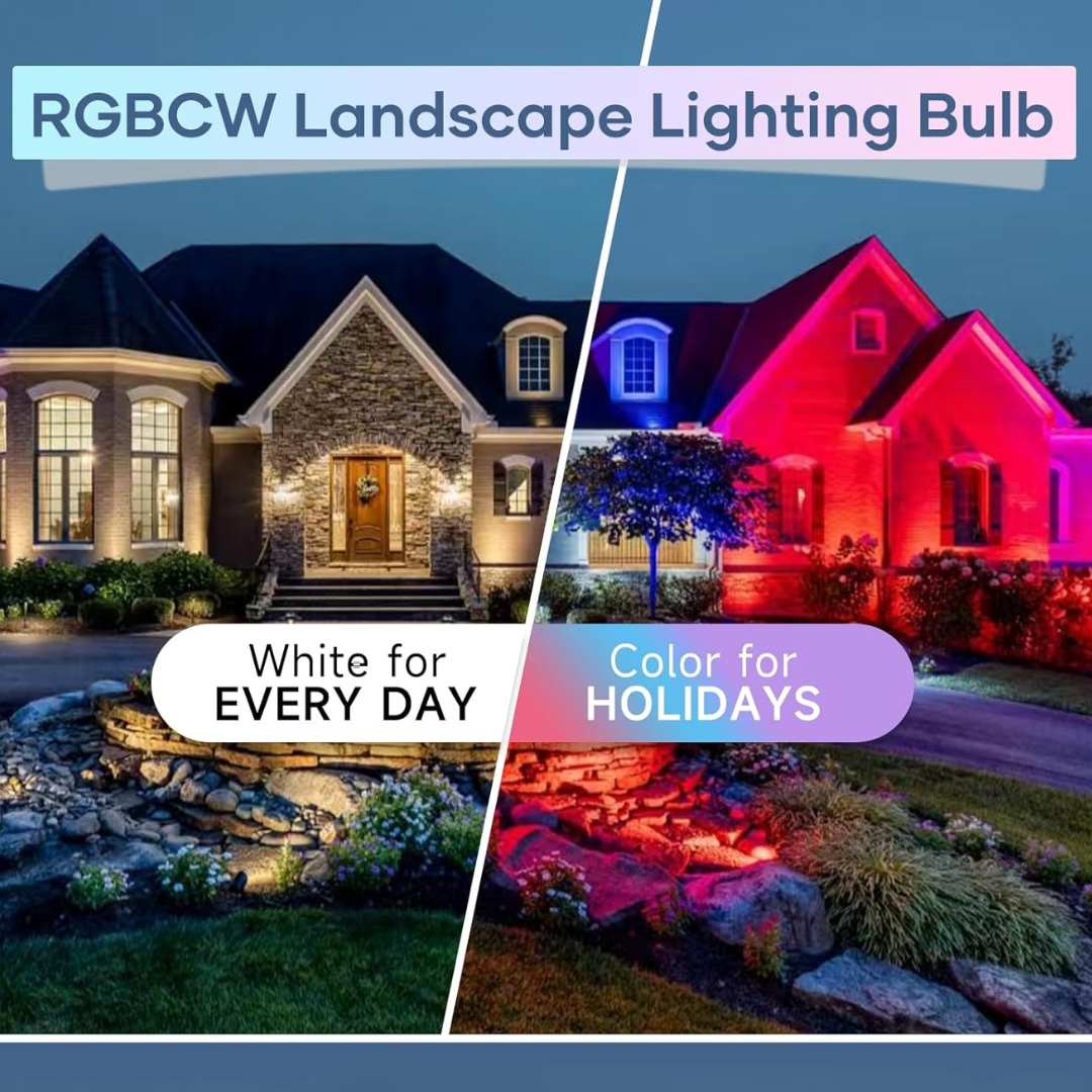 Outdoor Landscape Lighting LED 12V Low Voltage RGBCW MR16 6W Smart WIFI Bluetooth Control LED Light Bulb 6 Pack, Energy Saving RGBCW Color Changing 2700K-6500K 12V Outdoor LED Bulb Compatible with Alexa and Google Assistant
