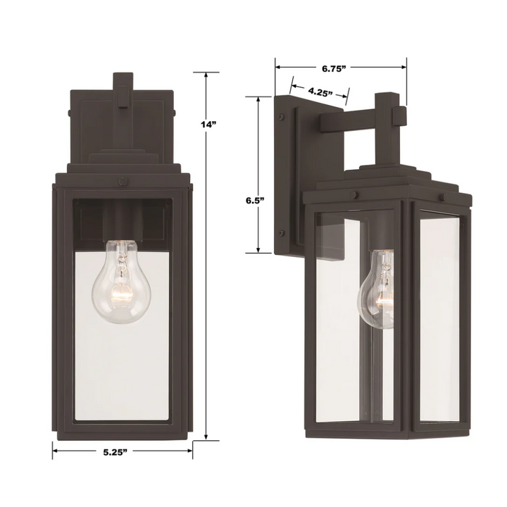 Outdoor Landscape Lighting LED 12V Low Voltage Byron 1 Light Outdoor Sconce 5.25"x14" Stainless Steel and Clear Glass Matte Black Finish 120V 1 E26 Medium Base LED Bulb Socket for Patio, Garden, Exterior Walls