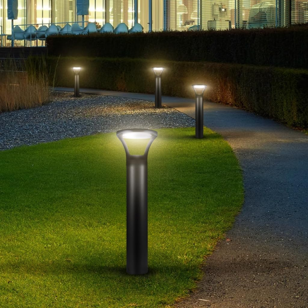 Outdoor Landscape Lighting LED 12V Low Voltage BPLA07 39" 120V Tunable 10W/18W/25W 3000K/4000K/5000K 3CCT Black Aluminum Round-Top Bollard Light Line Voltage Commercial Bollard Path Light Outdoor Lighting