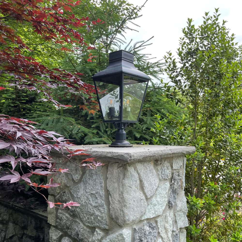 Outdoor Landscape Lighting LED 12V Low Voltage Dumont 3 Light Outdoor Post Light 12"x25" Stainless Steel and Glass Graphite Finish 120V 3 E12 Candelabra Base LED Bulb Sockets Casual Farmhouse Lantern for Patio, Garden, Exterior Posts