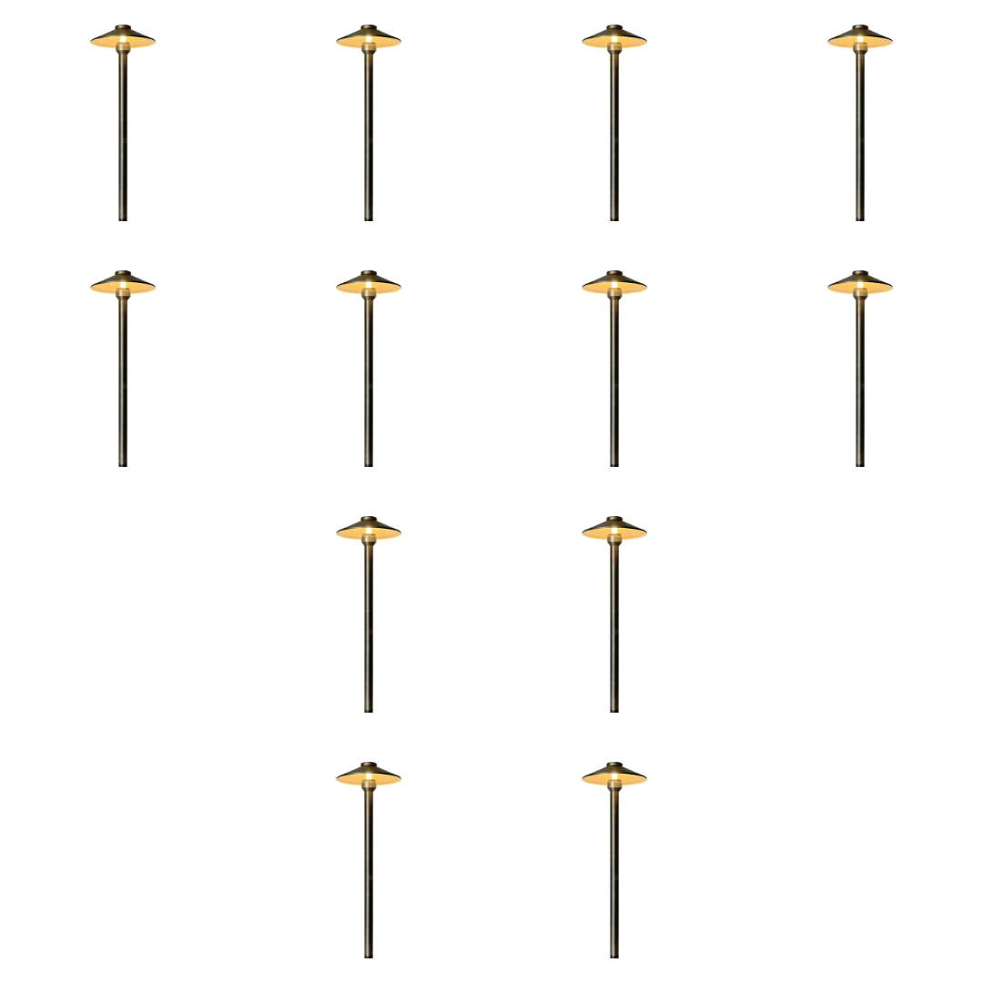 Outdoor Landscape Lighting LED 12V Low Voltage PLB26 4x/8x/12x Package Outdoor Garden Pathway Light | 12V Low Voltage Brass Path Light with G4 3W 3000K Bulb Natural Brass 12 Pack