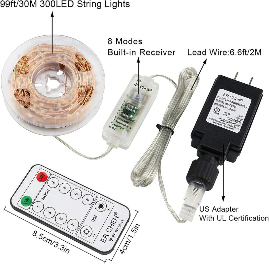 Outdoor Landscape Lighting LED 12V Low Voltage Fairy Lights LED 4.5V Low Voltage Dimmable Copper Wire Starry String Lights 2700K or 5000K IP65 Waterproof with Remote Control and Adapter