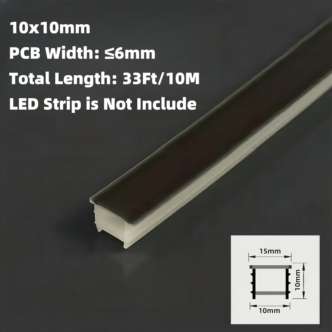 Outdoor Landscape Lighting LED 12V Low Voltage SC01 Black Silicone LED Channel with Flange Recessed Flexible Tube Black Cover 33ft/10M Roll 10x10mm