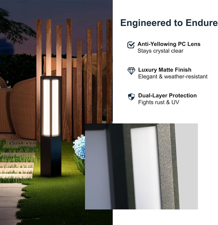Outdoor Landscape Lighting LED 12V Low Voltage CPLA12 DC12V Low Voltage Integrated LED 3000K Outdoor Aluminum Bollard Path Light Bolted Mount Base IP65 Waterproof