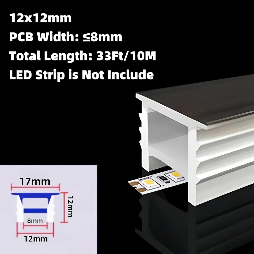 Outdoor Landscape Lighting LED 12V Low Voltage SC01 Black Silicone LED Channel with Flange Recessed Flexible Tube Black Cover 33ft/10M Roll 12x12mm