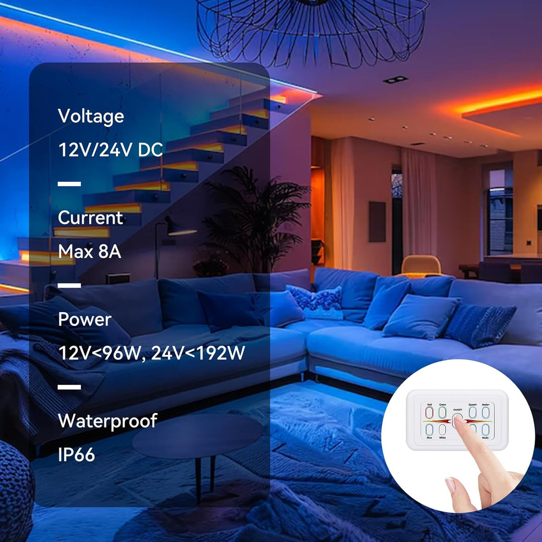 Outdoor Landscape Lighting LED 12V Low Voltage LED and Strip Light RGBW Switch Dimmer Wall Mounted Panel Controller for DC12V/24V 8A