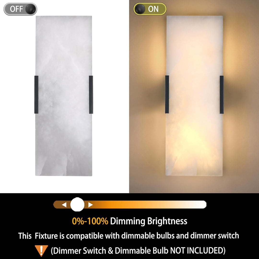 Outdoor Landscape Lighting LED 12V Low Voltage SCH12 Alabaster Marble 15" Indoor Wall Sconce Light Dimmable LED E12 Candelabra Base Socket Line Voltage 120V